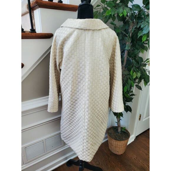 Paparazzi Women's Ivory Cotton Long Sleeve Buttons Front Fitted Long Coat Size M - Picture 6 of 11